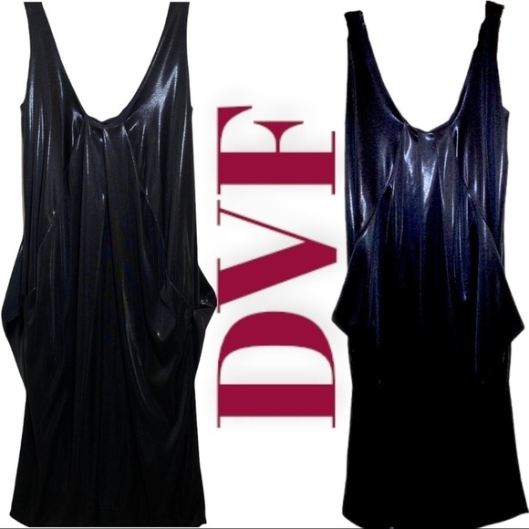 DVF LESLEY LIQUID JERSEY WHIMSYGOTH BLACK MINI COCKTAIL DRESS GOTH NYE PARTY, 0 - Picture 2 of 10